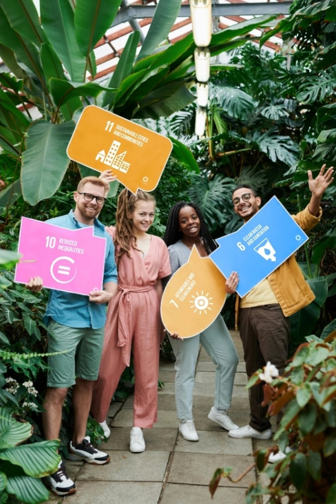 Biosphere Staff holding SDGs signs