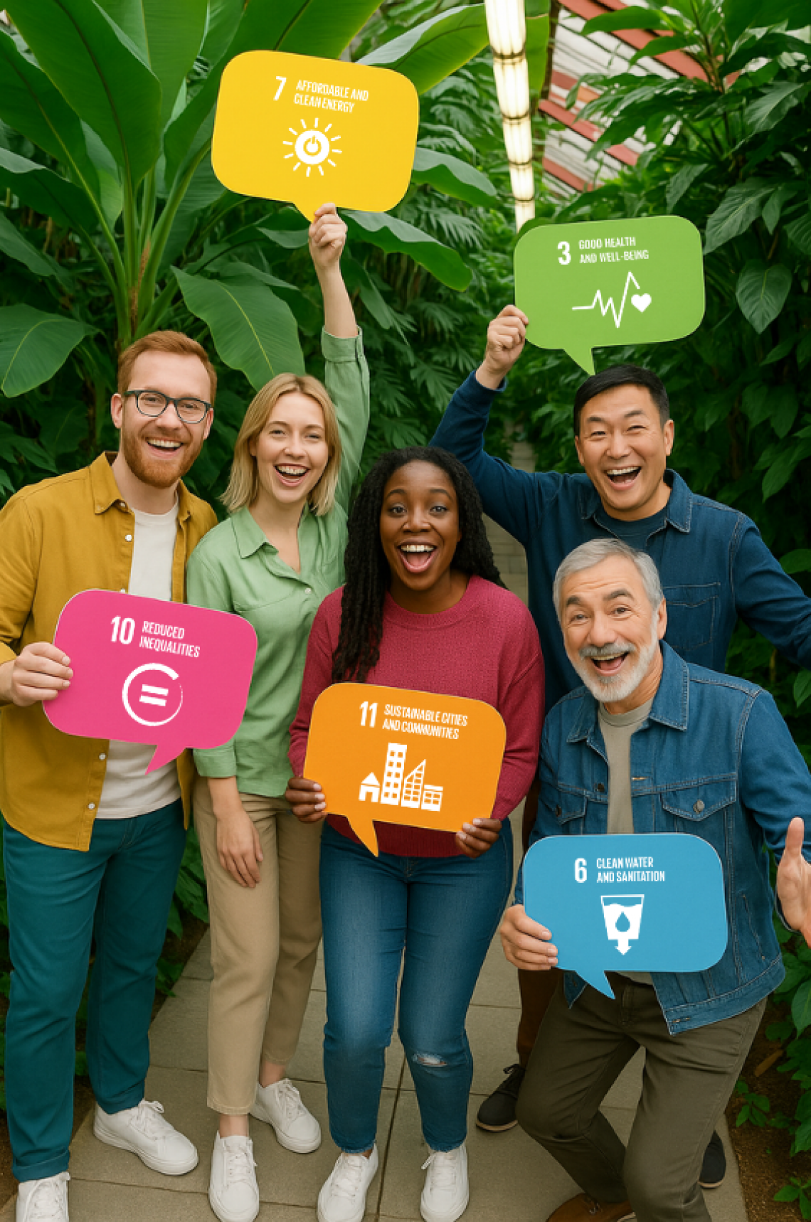 People holding SDGs signs